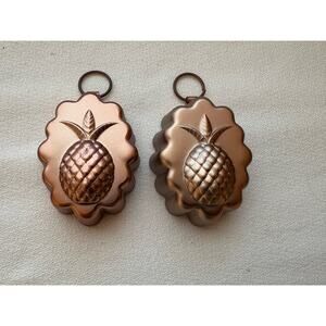 Christmas Ornament Pineapple Tin Copper Oval Miniature Candy Butter Mold Decor